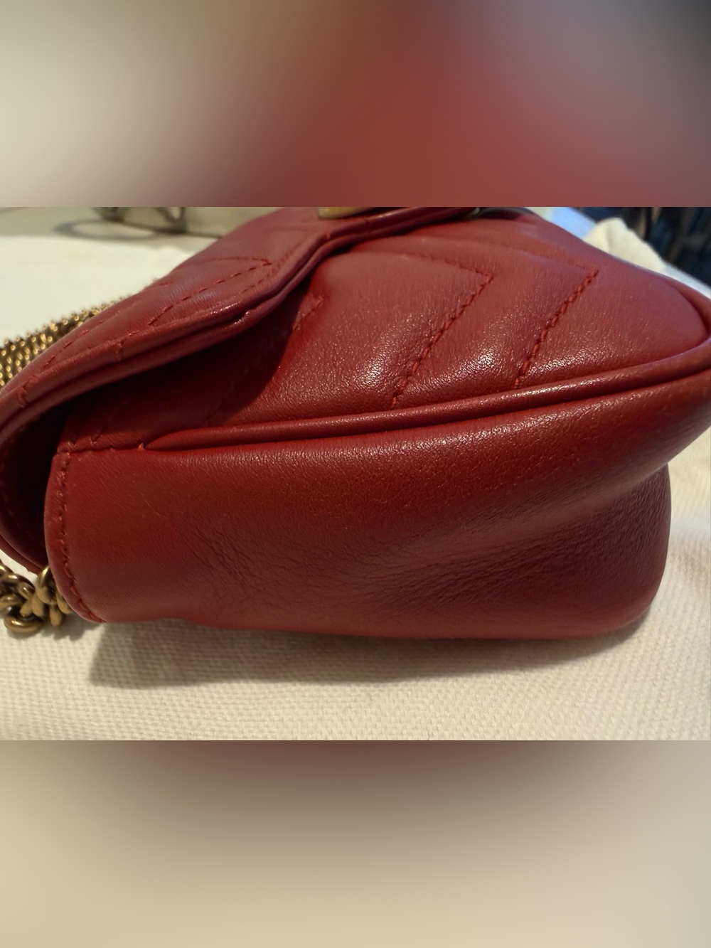 Gucci Super Mini Marmont Matelassé Leather Chain Crossbody Bag - Picture 10 of 17